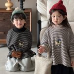 [80-140cm] カジュアル ボーダー柄 トレーナー