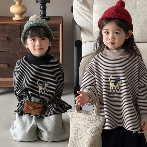 [80-140cm] カジュアル ボーダー柄 トレーナー