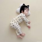 [66-110cm]数字柄 クマ柄 トップス+ボトムス セット ルームウェア