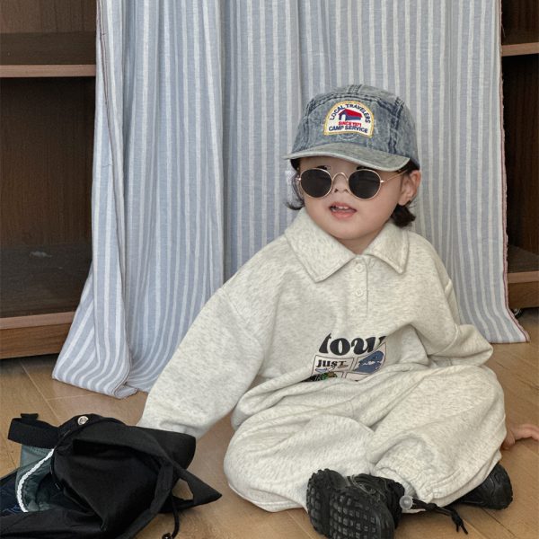 [90-140cm] POLOネック トレーナー+パンツ セットアップ