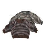[80-130cm]カジュアル ボーダー柄 ニット セーター - Image 5