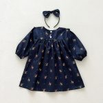 [80-140cm]ガーリー 花柄 長袖 ワンピース - Image 3