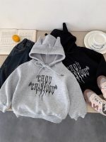 [80-130cm] カジュアル 裏起毛 フード付き パーカー - Image 2