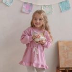 [73-120cm]フラワー&ハート柄 スウェットワンピース - Image 2