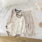 [66-90cm]おしゃれ ロンパース+ボトムス セット ルームウェア - Image 3