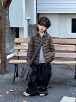 [100-160cm]防寒 シンプル スタンドネック 中綿ジャケット - Image 4