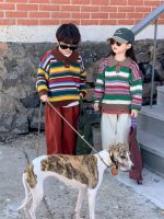 [90-150cm]カラフル ボーダー柄 ニット セーター - Image 5