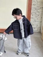 [90-140cm]新作 シンプル デニム シャツ アウター - Image 2