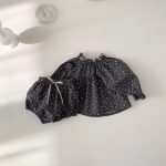 [73-100cm]おしゃれ スウィート 花柄 トップス+ショートパンツ セット