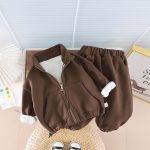 [73-120cm]新作 カジュアル 裏起毛 アウター&パンツ セットアップ - Image 7