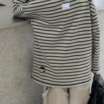 [110-160cm]ボーダー柄 快適 長袖Tシャツ