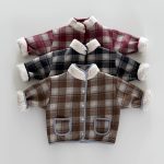 [73-120cm] チェック柄 裏起毛 あったか アウター - Image 5