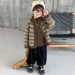 [80-150cm] ボーダー柄 ニット カーディガン - Image 4