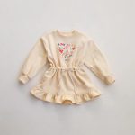 [73-120cm]フラワー&ハート柄 スウェットワンピース