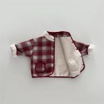 [73-120cm] チェック柄 裏起毛 あったか アウター - Image 6