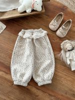 [73-120cm]ガーリー ゆったり 花柄 女の子 パンツ