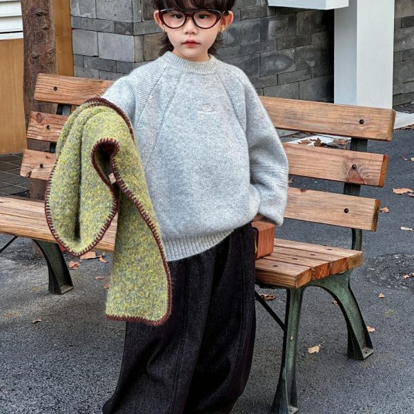 [100-160cm]ナチュラル シンプル ニット セーター