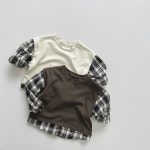 [80-130cm]デザイン満点 切り替え 長袖 Tシャツ - Image 2