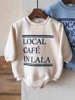 [66-90cm] 英字プリント ロンパース - Image 7