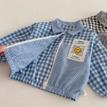 [73-110cm]カジュアル チェック柄 切り替え アウター - Image 6