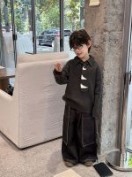 [90-160cm]ナチュラル POLOネック ニット セーター