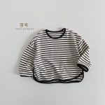[80-130cm]長袖Tシャツ キッズ ボーダー柄 やわらか素材 - Image 4