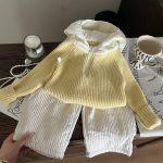 [80-150cm]ガーリー あったか フード付き セーター/パンツ - Image 3