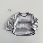 [80-130cm]長袖Tシャツ キッズ ボーダー柄 やわらか素材 - Image 3