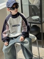 [90-160cm] デザイン満点 配色 トレーナー - Image 7