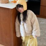 [90-140cm]新作 無地 ふわふわ アウター