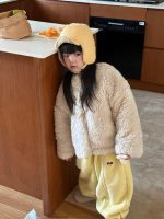 [90-140cm]新作 無地 ふわふわ アウター