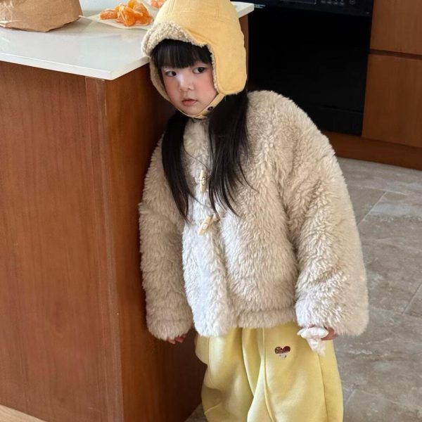 [90-140cm]新作 無地 ふわふわ アウター