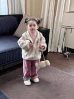 [73-120cm]秋 ふわふわ フード付き アウター - Image 3