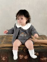 [66-100cm]刺繍 可愛い ニット ロンパース/カーディガン - Image 6