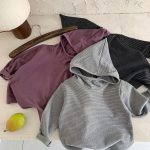 [73-120cm] ボーダー柄 フード付き トップス - Image 8