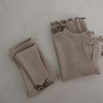 [80-130cm]おしゃれ 無地 快適 トップス+ボトムス ルームウェア - Image 4