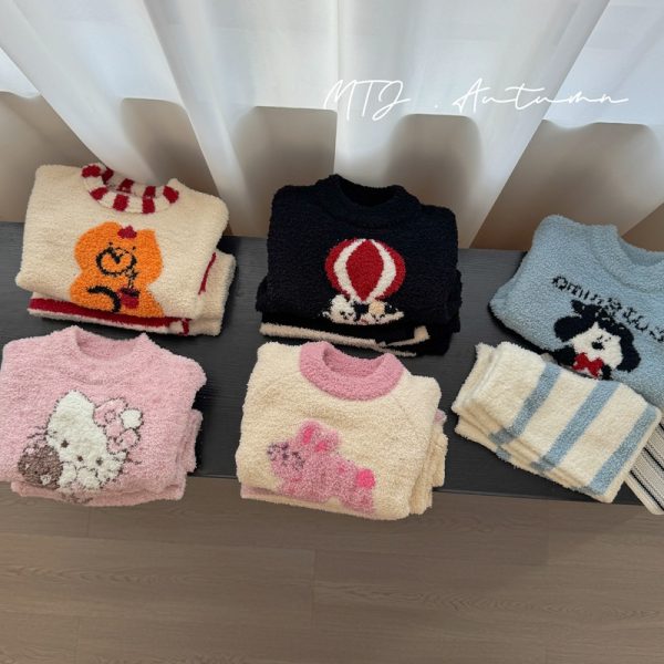 [90-140cm]カートゥーン 厚手 ふんわり ルームウェア