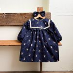 [80-140cm]ガーリー 花柄 長袖 ワンピース - Image 5