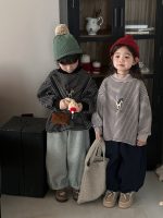 [80-140cm] カジュアル ボーダー柄 トレーナー - Image 6