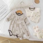 [66-90cm]おしゃれ ロンパース+ボトムス セット ルームウェア