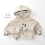 [80-130cm]あったか プリント フード付き パーカー - Image 2