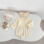 [66-90cm]ロンパース ベビー ニット 切り替え 肌にやさしい - Image 6