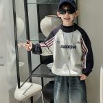 [90-160cm] デザイン満点 配色 トレーナー - Image 5