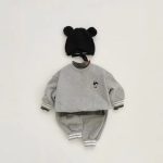 [73-120cm]シンプル カジュアル キッズ トレーナー+パンツ セット - Image 3