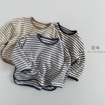 [80-130cm]長袖Tシャツ キッズ ボーダー柄 やわらか素材 - Image 2