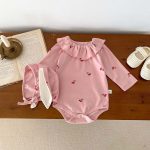 [66-90cm] ベビー ロンパース チェリ柄 フリル襟 - Image 3