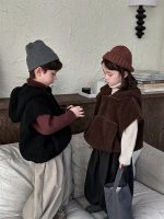 [80-140cm]もこもこ 無地 フード付き ベスト - Image 3