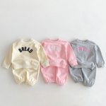 [80-130cm]セットアップ キッズ トレーナー+パンツ アルファベット - Image 11