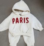 [73-120cm] 英字 パーカー&パンツ セットアップ - Image 3