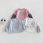 [73-120cm]カジュアル 合わせやすい 切り替え 長袖 Tシャツ - Image 5